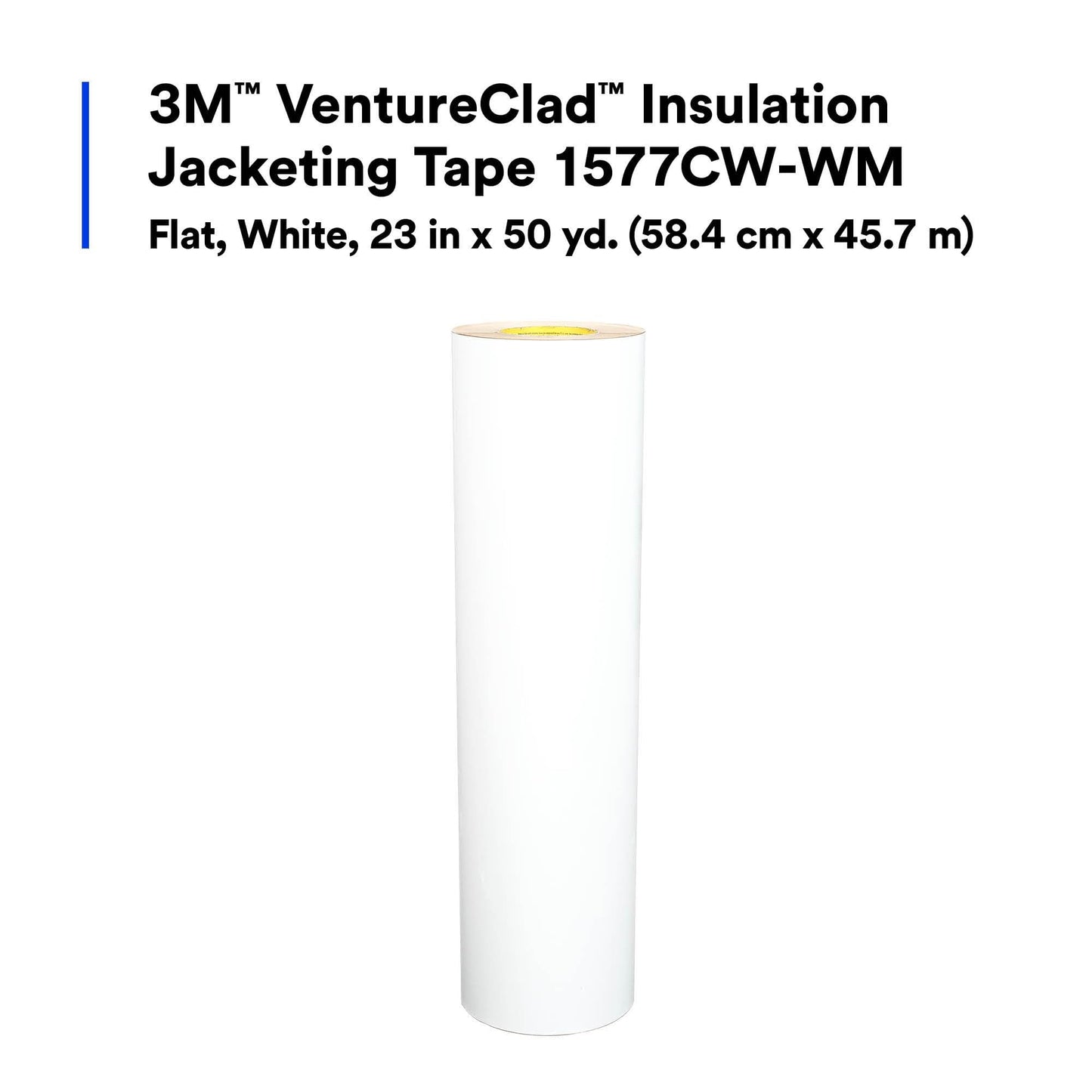 3M VentureClad Insulation Jacketing System 1577CW-WM, Flat, White Color, Excellent Chemical Resistance, Durable, Cold Weather Adhesion, LEED v4, UL723 Classified, 23 in x 50 yd