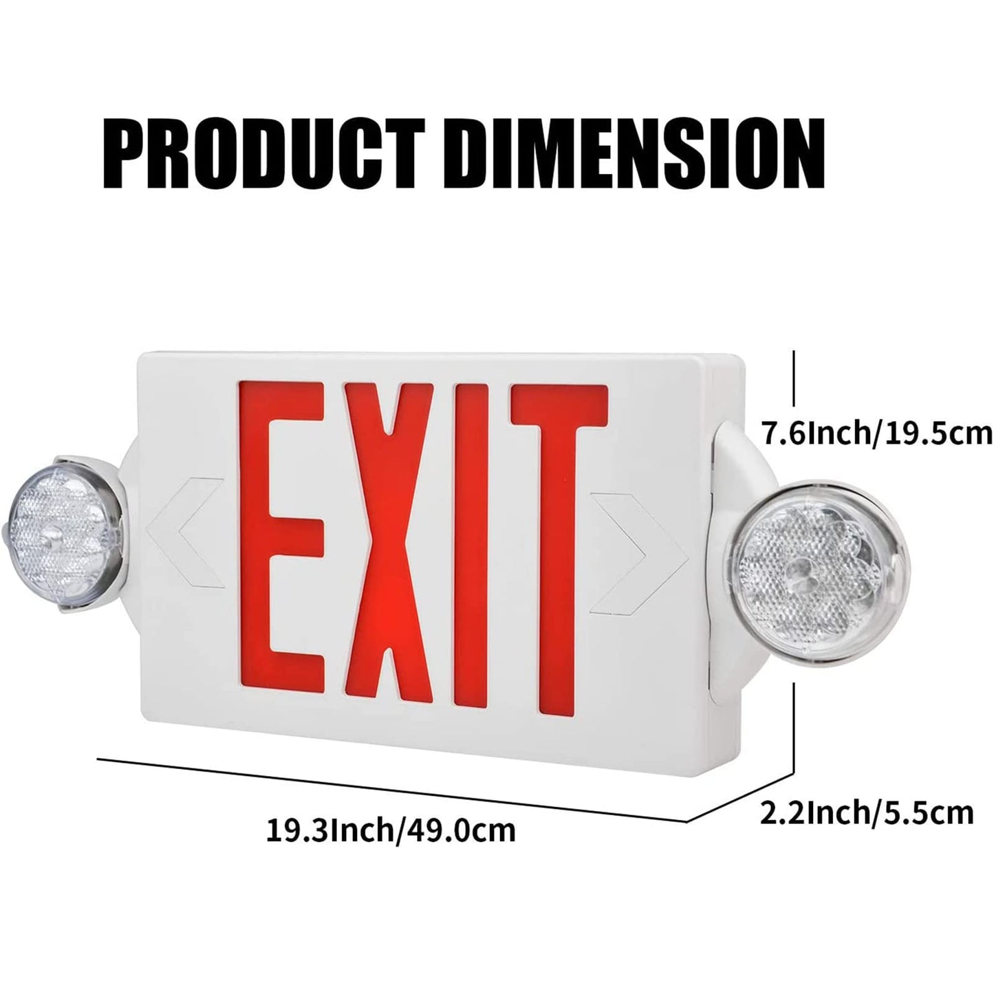 AKT LIGHTING Emergency Exit Light, Adjustable Two LED Head Exit Sign Light, Commercial Emergency Exit Lighting Combo with Back-up Battery for Business UL Certificated(Red, 6 Pack)