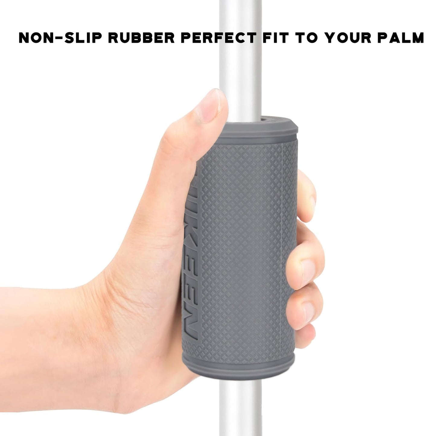 Hikeen Thick Bar Dumbbell Grips,Non Slip Hard Rubber Barbell Grips,Grips for Weight Lifting, Muscle Building-2.25" Outer Diameter