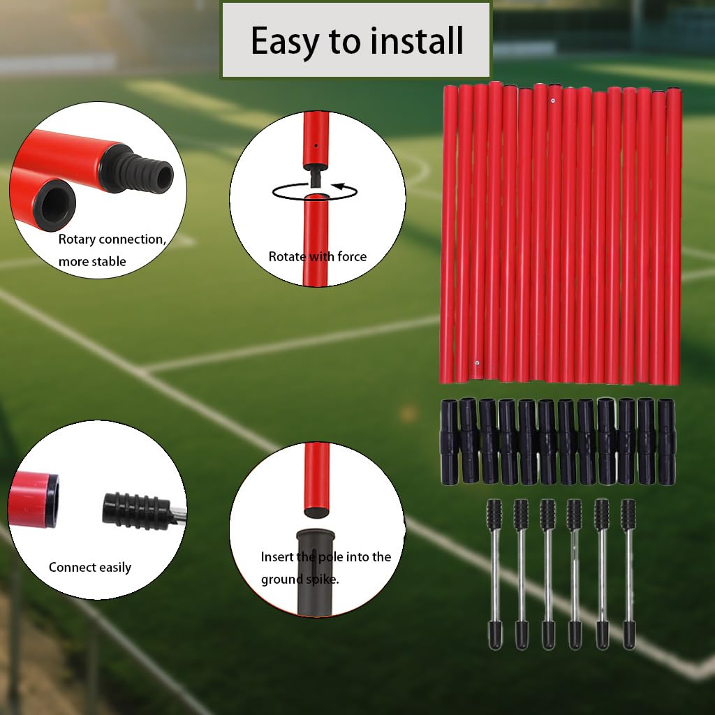 MQMCPDS Adjustable Soccer Training Agility Poles 6,1speed Ladder Agility Ladder,10soccer Cones for Training,1Jump Rope+Storage Bag,Auxiliary Equipment for Football Speed and Agility Training (red)