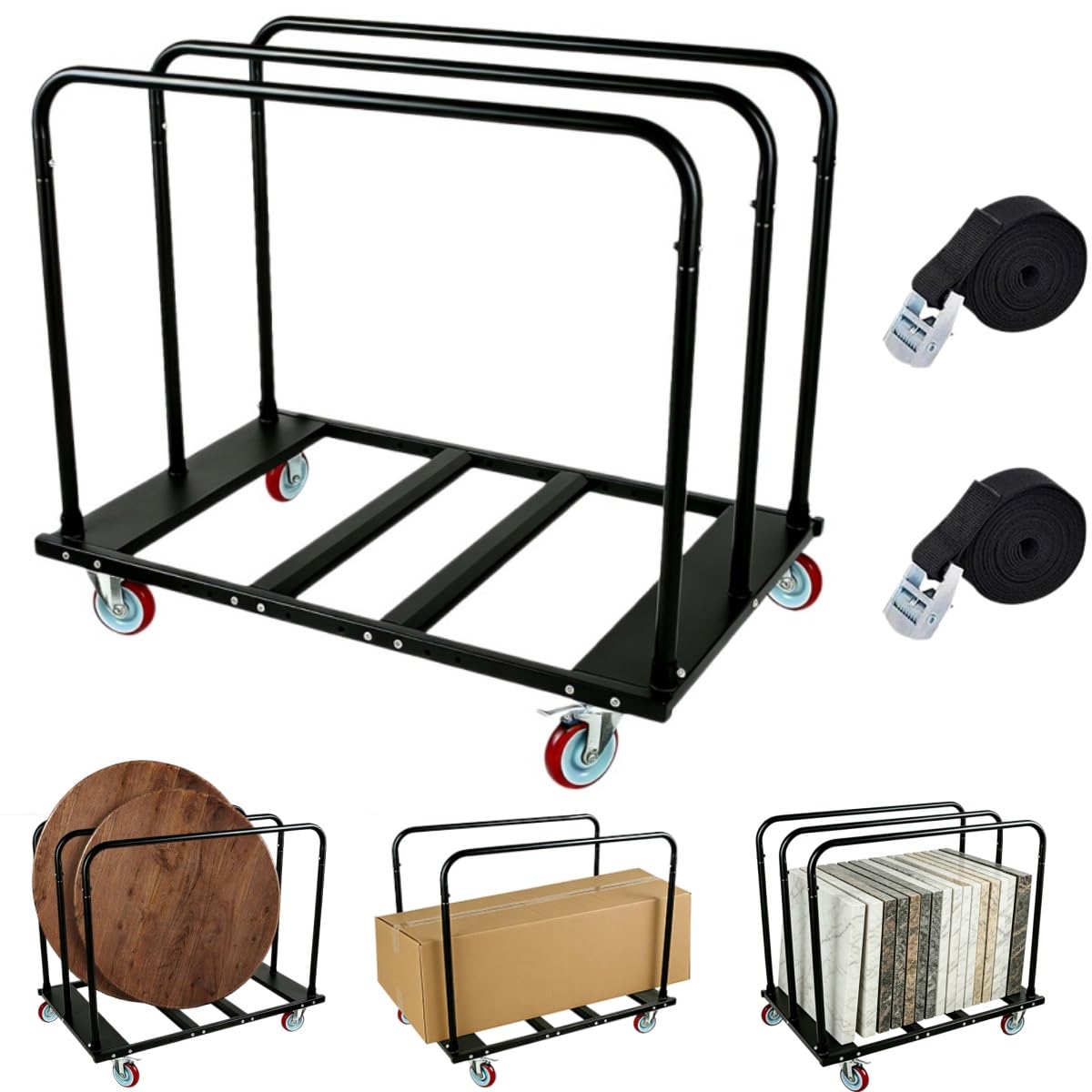 Multi-Purpose Heavy Duty Moving Folding Table Cart, 1800 LBS Load Capacity Drywall Dolly with 5" Swivel Wheels, 10-Table Capacity for Party, Event, Hotel, Warehouse & Furniture, Factory