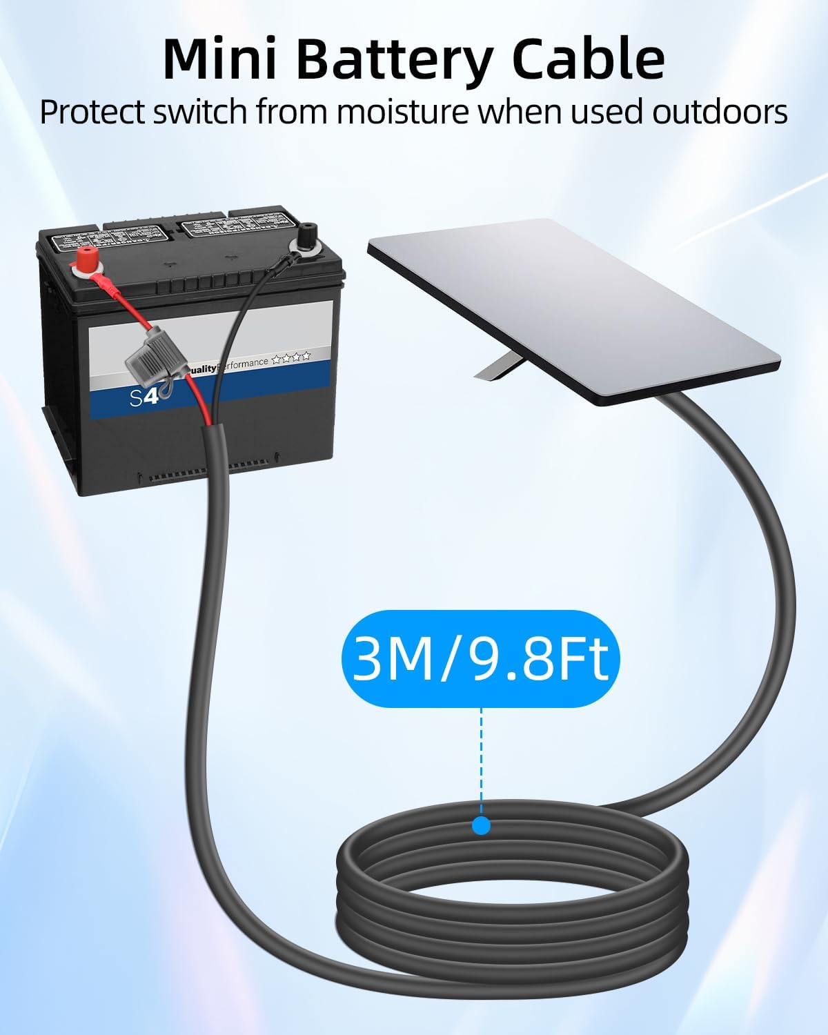GELRHONR DC5521 18AWG 5.5x2.1MM 8MM 30A 10FT Mini to O Ring Extension Cable, DC to Eyelet Direct Battery Power Cable