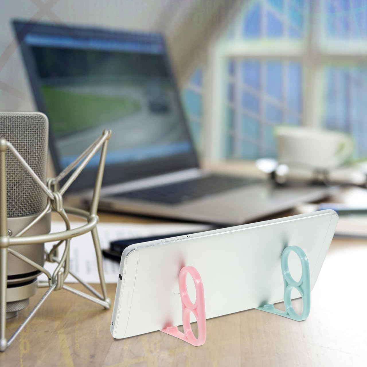 SKISUNO 4Pcs Set 2.36X1.96X0.39In Ring Phone Holder Plastic Finger Grip Phone Stand Anti-Slip Rack for Home Office