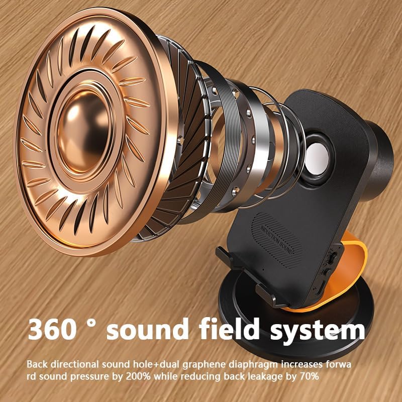E I F E R 360 Wireless Induction Speaker, Bluetooth Speaker with Phone Stand, Adjustable Holder