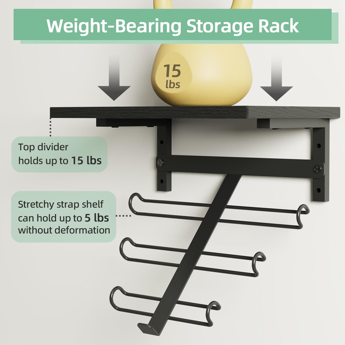 TJ.MOREE Resistance Rack Band Storage Hanger with Shelf Gym Equipment Organizer, Storage Rack for Home Gym,Black