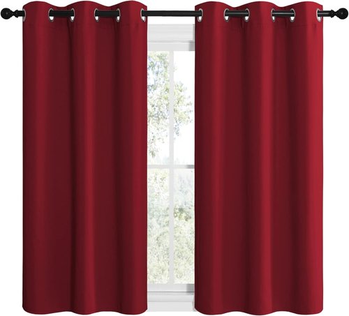 NICETOWN Blackout Curtains - Thermal Insulated Grommet Drapes for Small Kitchen Window | 42x50 Inches, Burgundy Red
