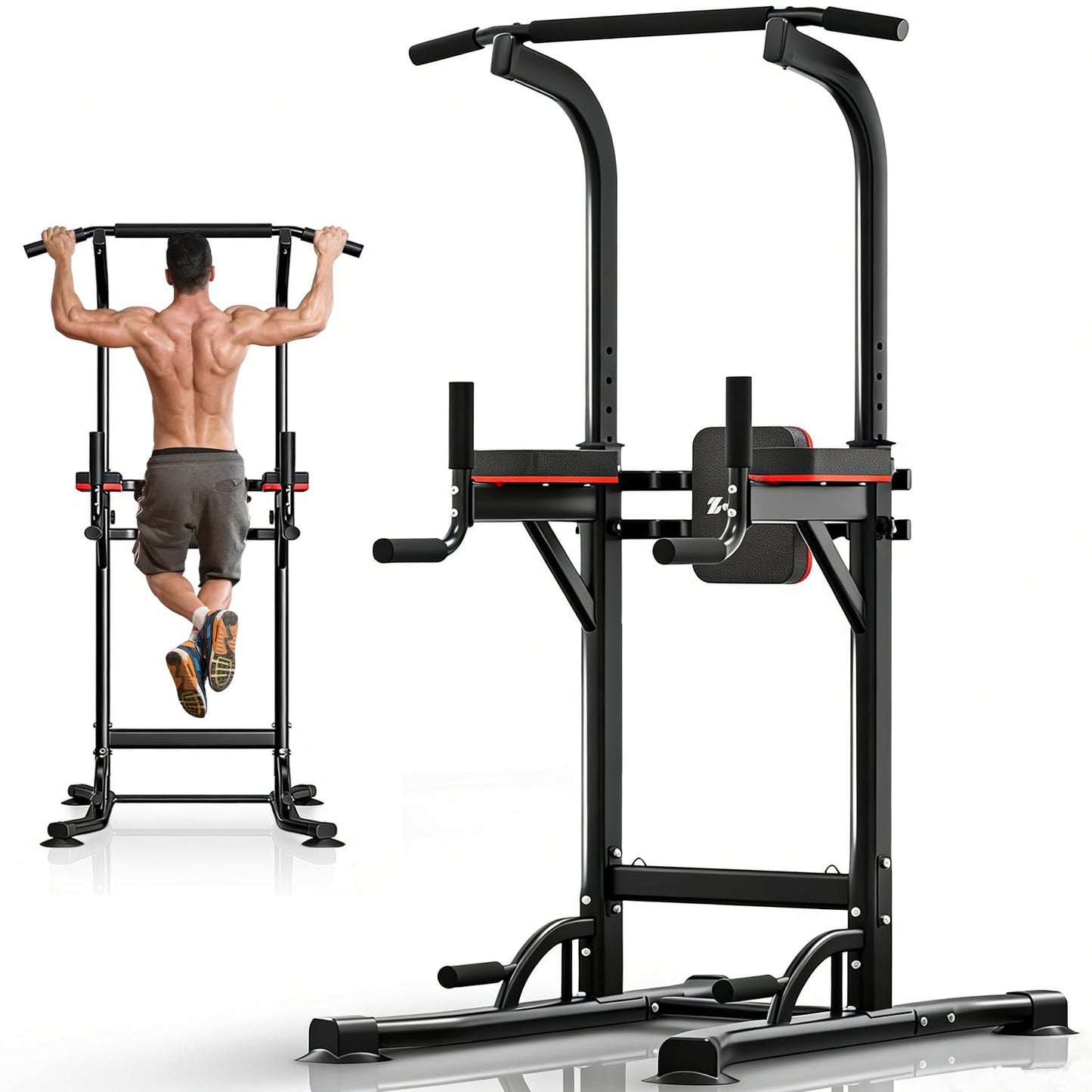 ZENOVA Pull Up Bar, Multi-Function Power Tower Dip Bar Stand Station, Strength Training Workout Fitness Equipment Home Gym Machine