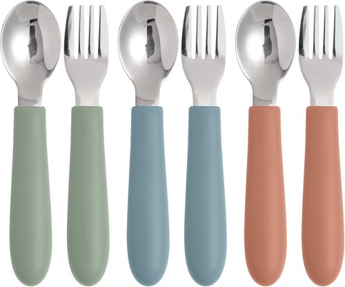 Eascrozn Toddler Utensils - Kids Silverware Set with Silicone Handles | 18/8 Stainless Steel, 6 Pack