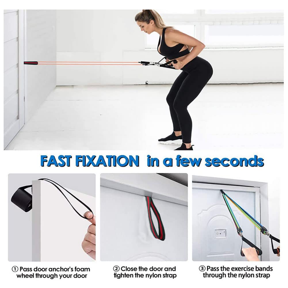 Door Anchor Resistance Bands, Fits in Any Door, Heavy Duty Door Strap Attachment Door Anchor Fitness Equipment Accessory for Home & Gym Training (2pcs)