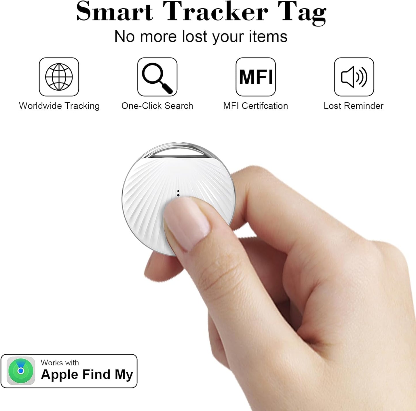 ssltvti IP68 Air Tracker Tag, Smart Tag Bluetooth Tracker Works with Apple Find My (iOS Only), Waterproof, Replaceable