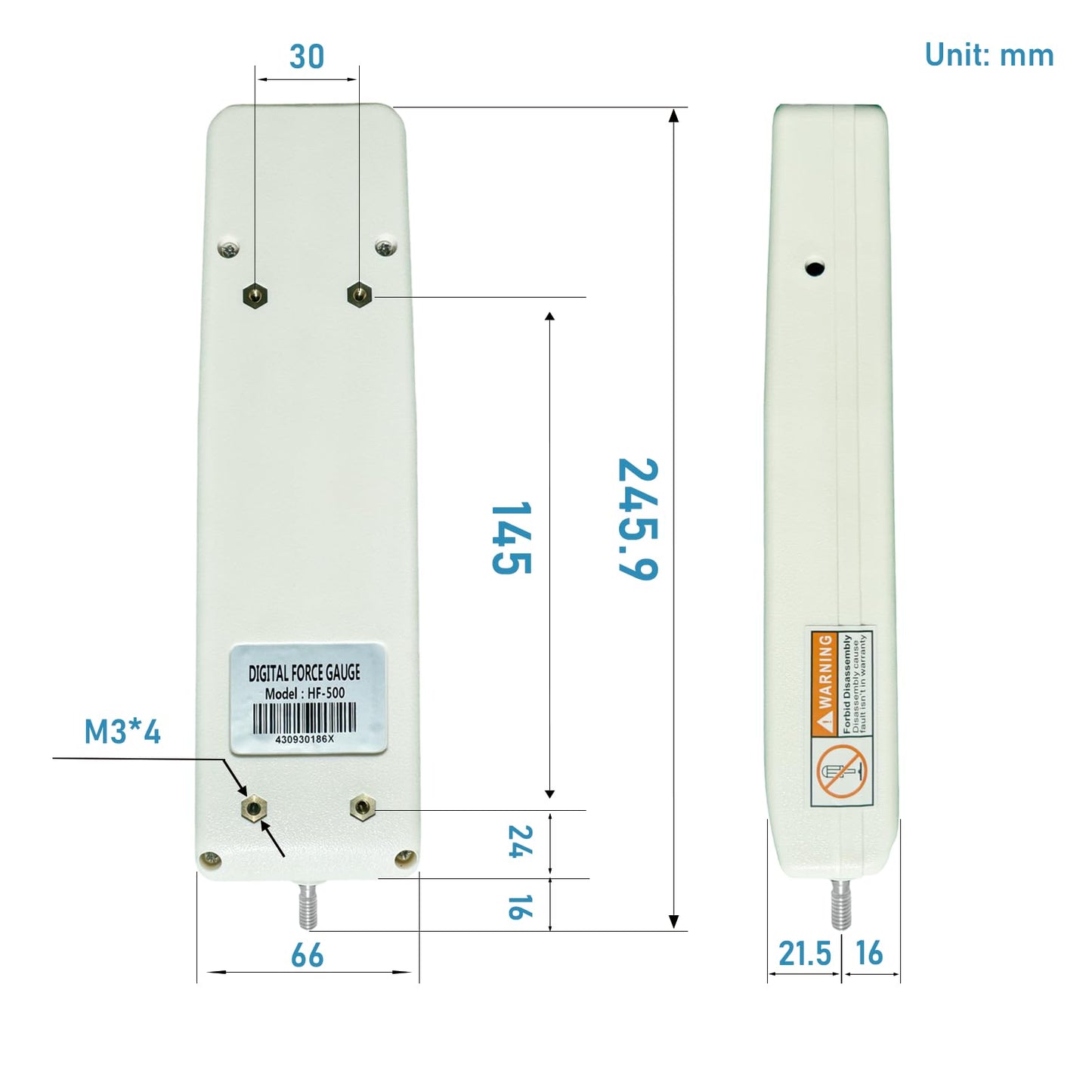 HF-200 Digital Force Gauge Push Pull Gauge Meter 200N with RS232 Cable HF-200N