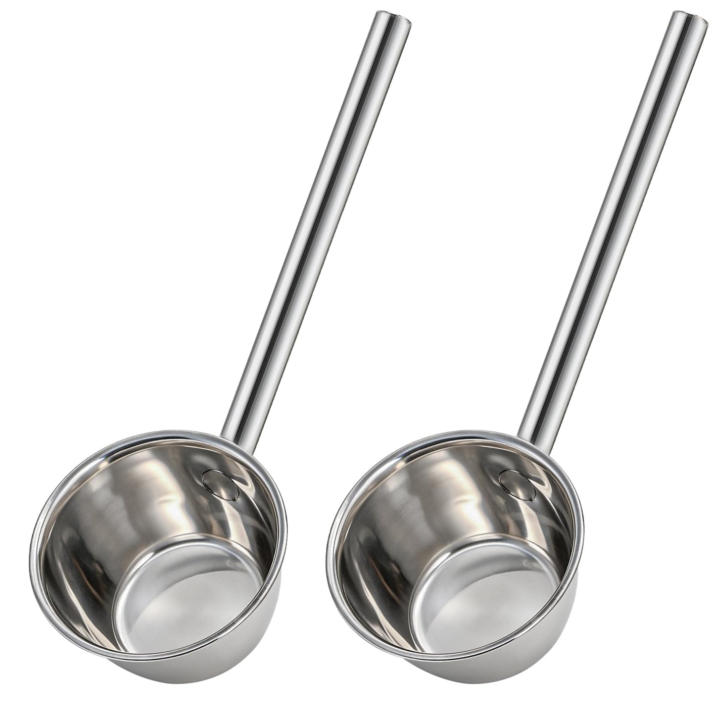 ZEAYEA 2 Pack Stainless Steel Water Ladle, 13.5" Metal Long Handle Water Dipper for Bath Rinse, Hair Washing Spoon Garden Watering Scoop for Bathroom Kitchen