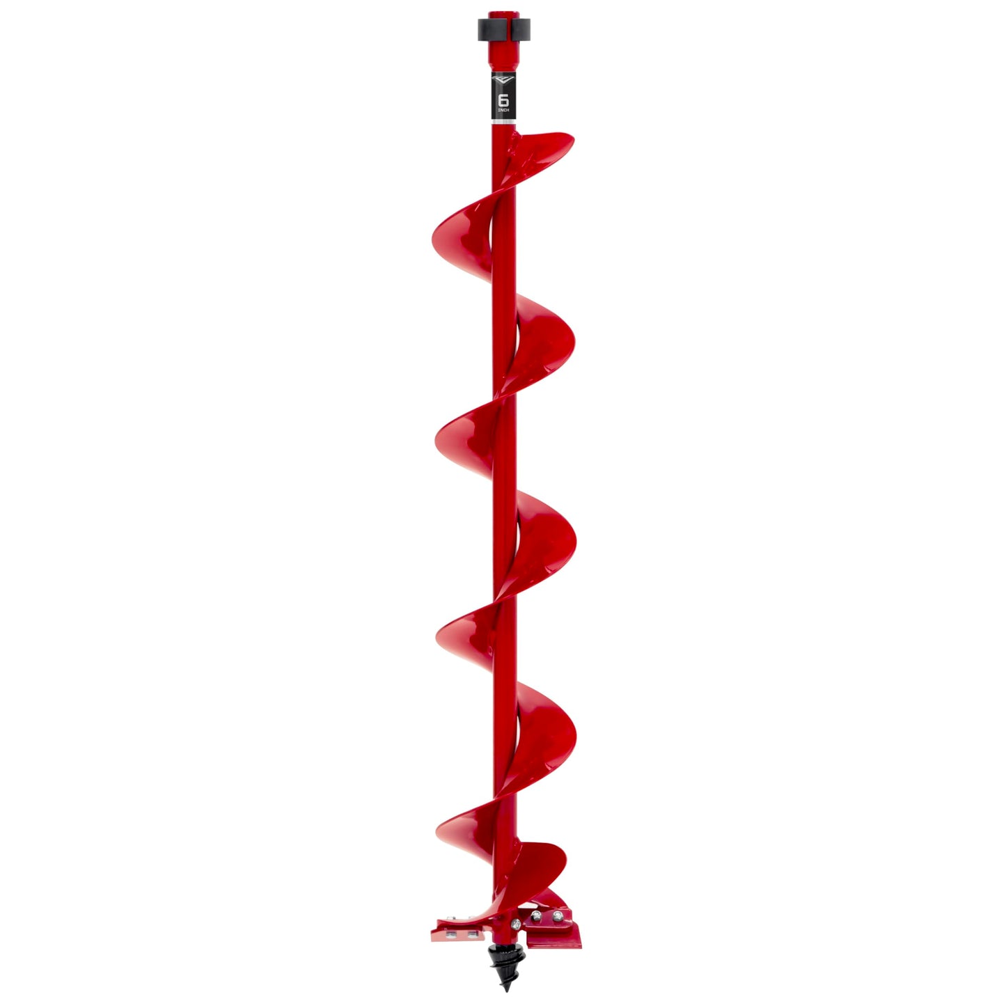 Earthquake 6in High Performance Earth Auger Bit, Screw Point, Replaceable Carbide Blades, Pilot Flight, Powder Coated Steel Construction, 36in Drilling Depth, Spline Drive with Quick Connect Coupler