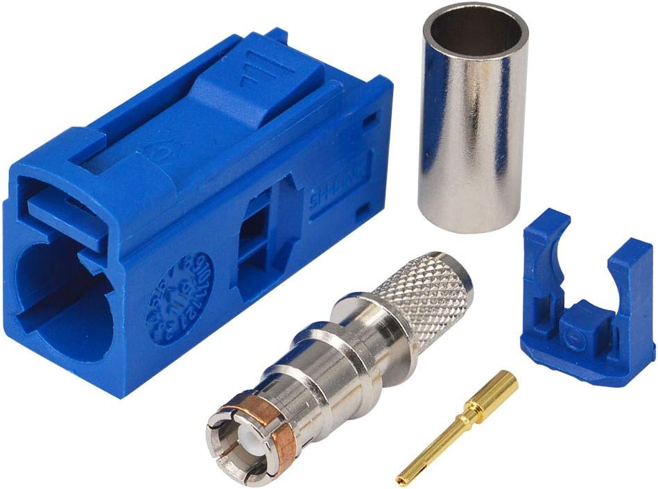 RG58 LMR195 5PCS GPS telematics or Navigation RF Coax Connector Fakra C Straight Crimp Jack Female Blue Adapter