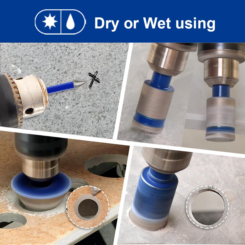 SHDIATOOL Tile Diamond Drill Bits Kit, Porcelain Hole Saw Sets, Ceramic Core Bits Cutter Drilling for Stone Marble Granite 16pcs(6/8/10/25/28/32/35/45/65MM/20MM/2/6/6MM)