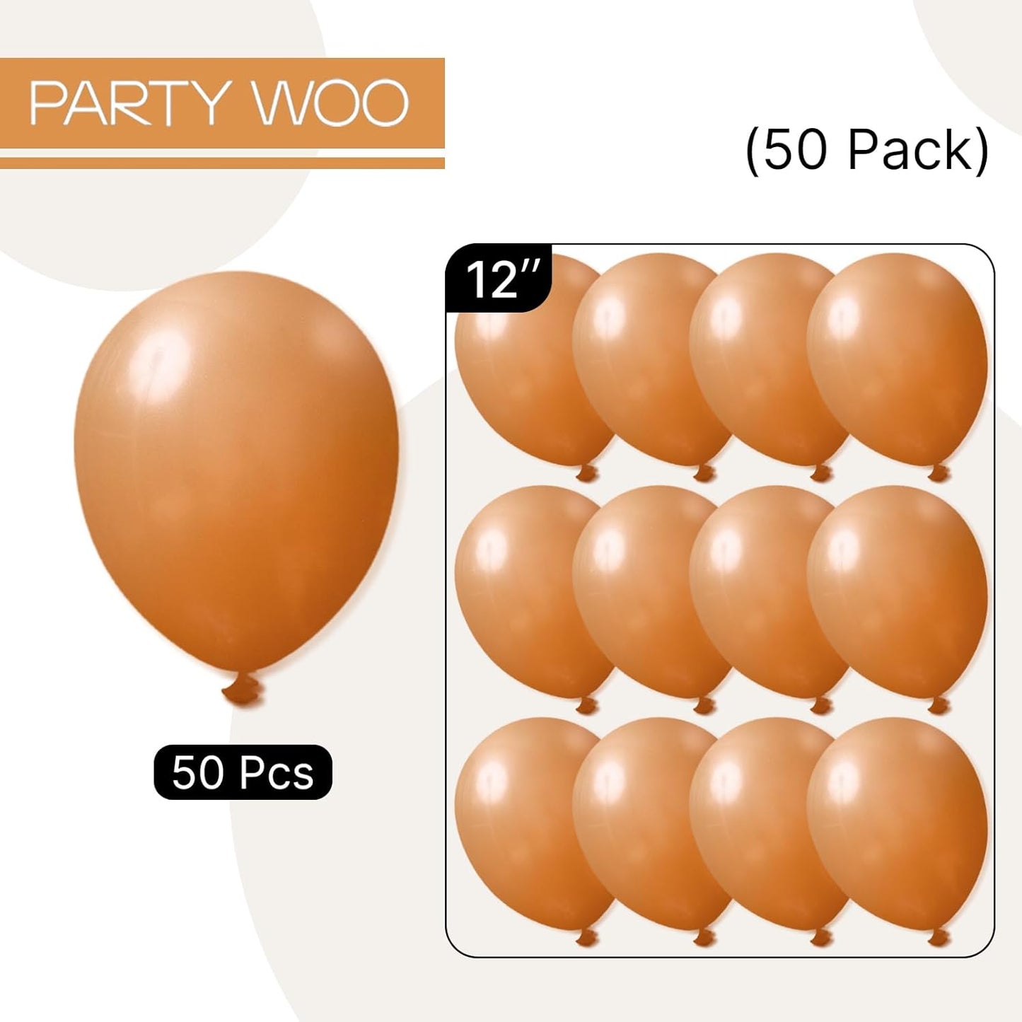 PartyWoo Light Brown Balloons - 50 Pcs 12 Inch Caramel Tan Boho Decor for Events & Celebrations