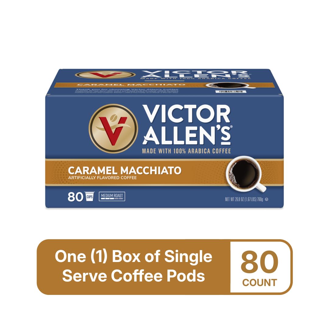 Victor Allen's Coffee Caramel Macchiato Pods - 80 Count Medium Roast for Keurig K-Cup Brewers