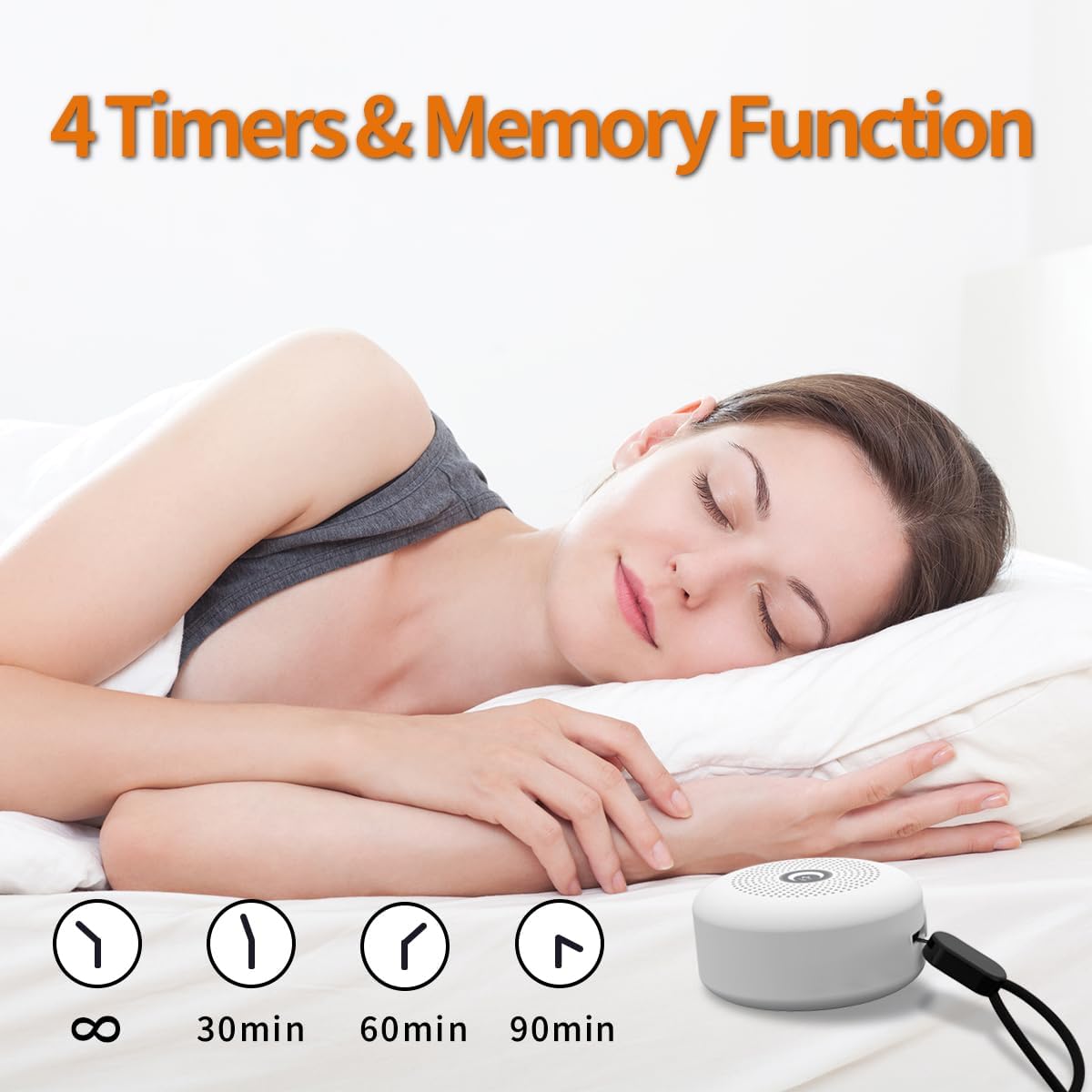 Sleepbox Sound Machine - Portable Noise Generator with 30 Soothing Sounds & Rechargeable Battery | Ideal for Sleep, Travel & Relaxation (White)
