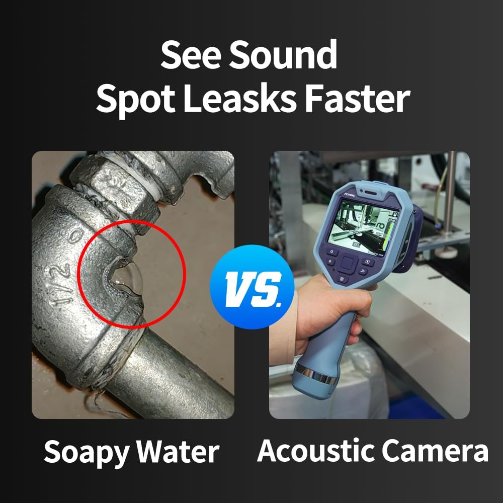 FOTRIC TD2e Acoustic Imaging Camera,64 MEMS Digital Microphones,Acoustic Imager for Compressed Air Leaks, Vacuum Leaks, Vibration Problems Detection,2k~100kHz Frequency Range, 3.5" Touch Screen,5MP
