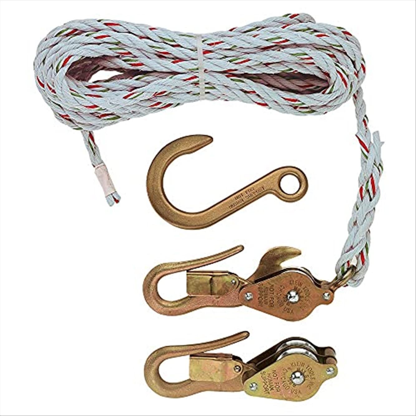 Klein Tools H1802-30SR Block and Tackle, Made in USA, with Blocks 267 and 268 and Anchor Hook 258