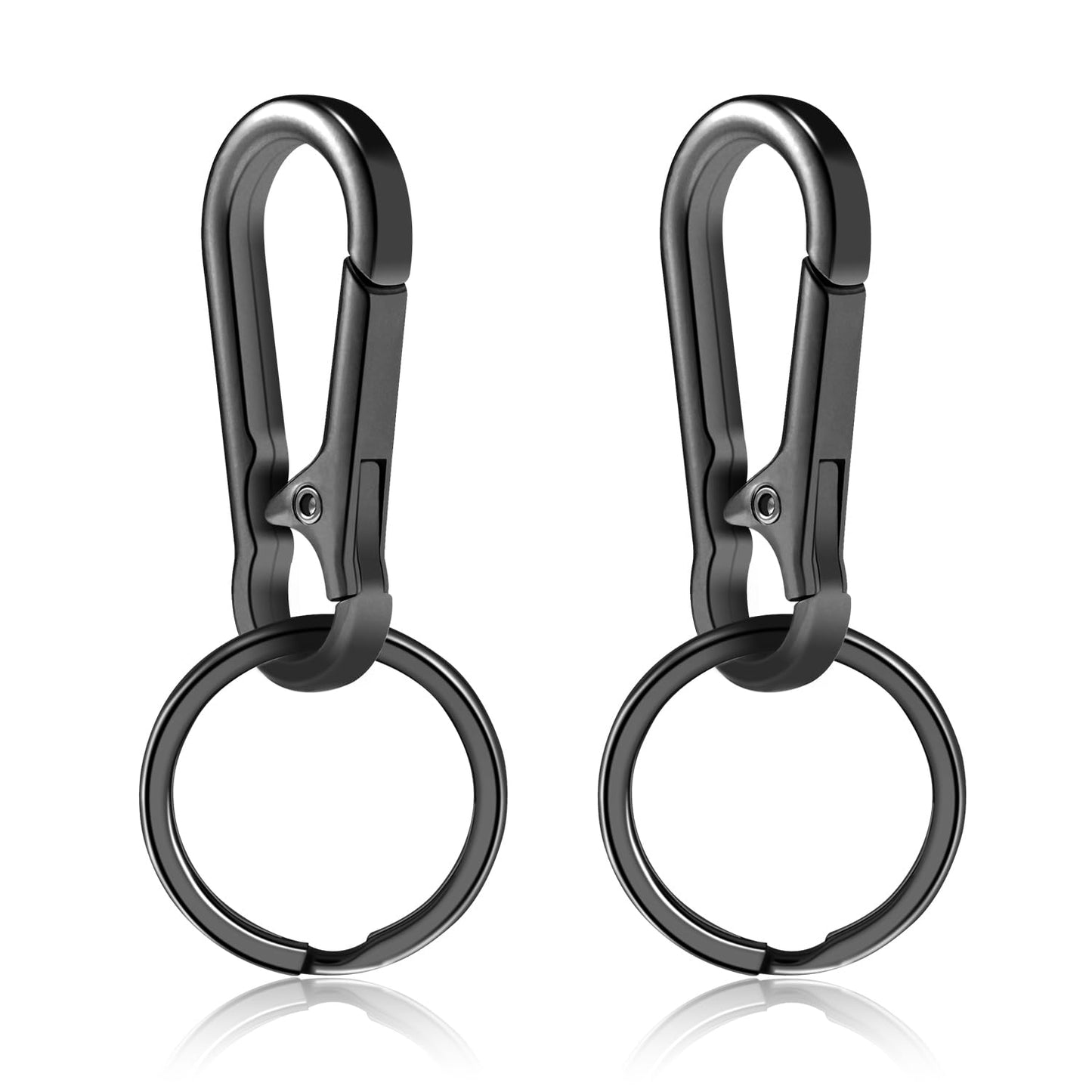 2pcs Metal Keychain Rings, Sturdy Key Chain Ring Carabiner Clip, Key Holder Organizer for Purse Charms Hook, Paracord Keychain Lanyard, Men and Women Home Car Keyrings (Black)