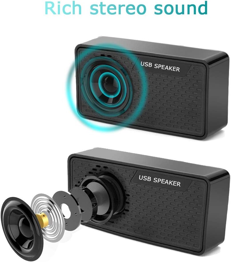 shuley USB Computer Speakers, USB Powered Mini Sound Bars, Laptop Stereo Speaker, Plug and Play to Save Space,Suitable