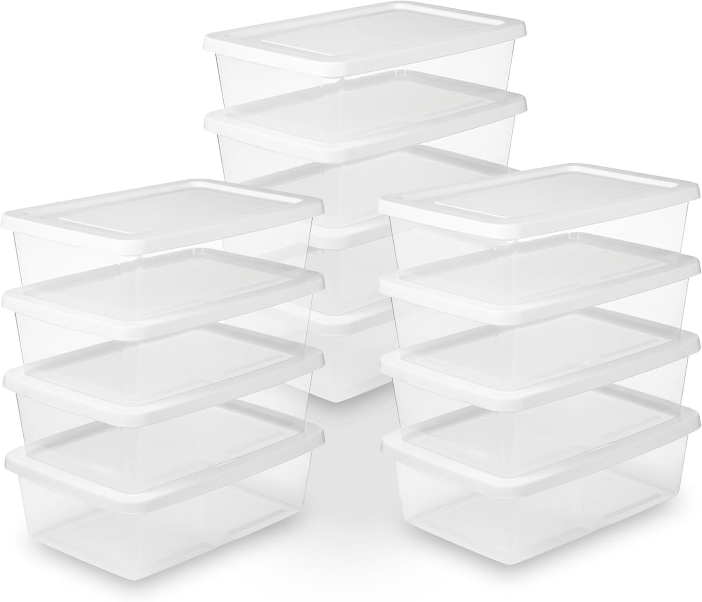 Sterilite 12 Quart Storage Box - 12 Pack Clear Plastic Totes with Secure Snapping Lids for Organization