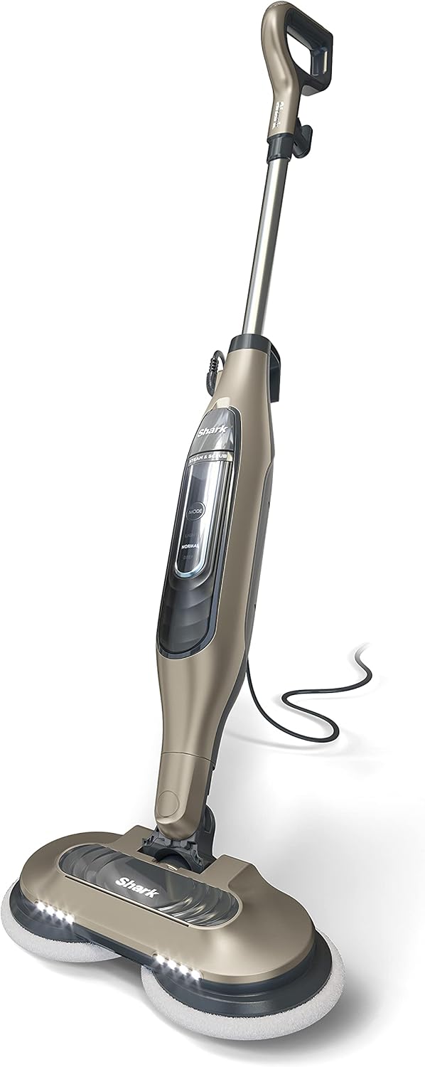 Shark S7001 Mop - 3 Steam Modes & LED Headlights for Hard Floors | 4 Washable Dirt Grip Pads, Gold