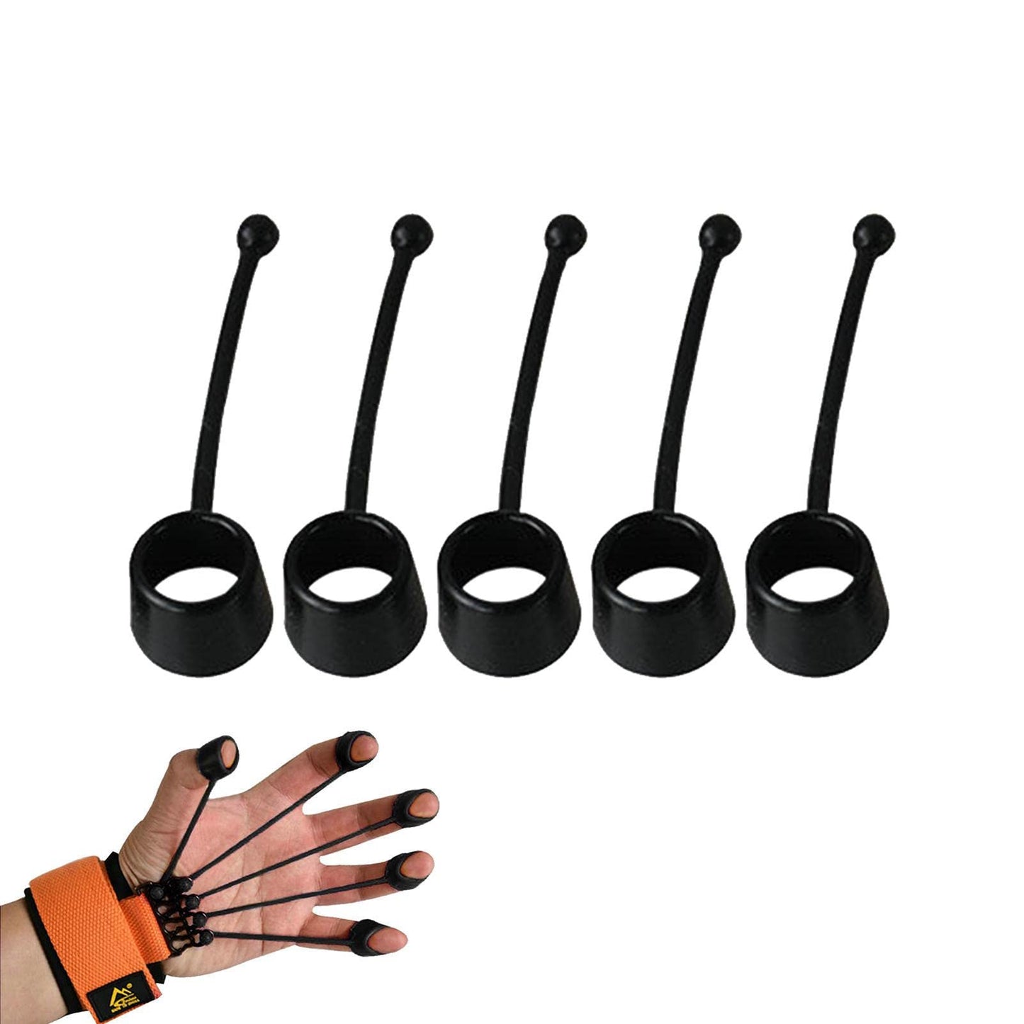 xiaoye 60 lbs Elastic Silicone Finger Exerciser, Finger and Hand Extensor Trainer Exerciser with Resistances Band Stretcher Strengthener for Wrist Hand (Only), Black