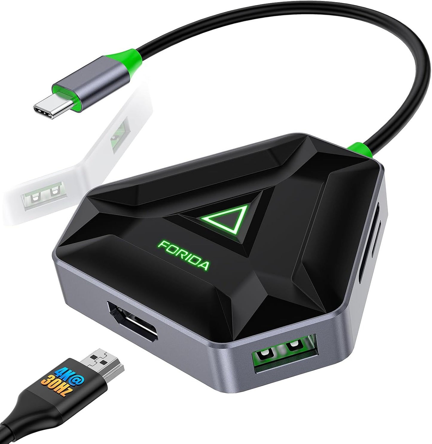 FORIDA 3 3.0 4K (4K@30HZ Multiple USB C Hub, USB Docking Station with HDMI Adapter, USBA Splitter Data Ports & SD/TF