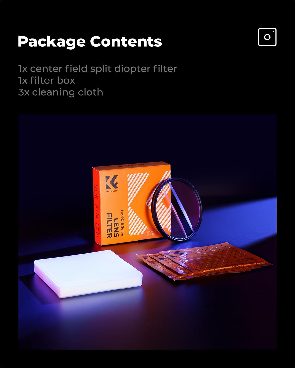 K&F CONCEPT 67mm Center Field Split Diopter Effect Filter Keeps The Focus, Multi-Layer Coated Subjects Center Opening
