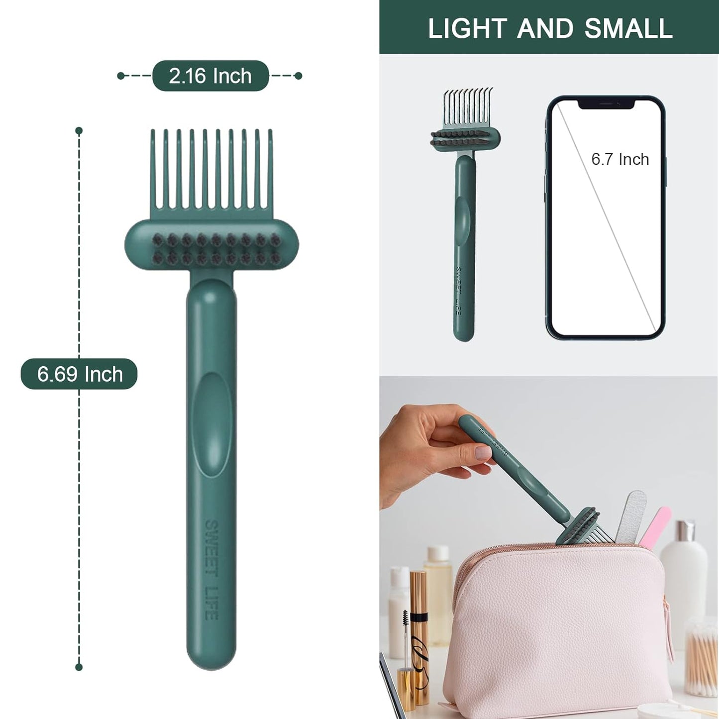 RHOS 2-in-1 Hair Brush Cleaner - Effortlessly Removes Hair and Dust | Ideal for Home and Salon Use (Green)