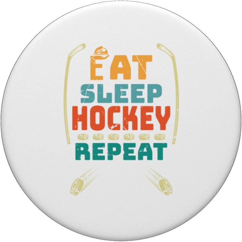 Couscous Eat Sleep Hockey Repeat funny retro vintage PopSockets Standard PopGrip