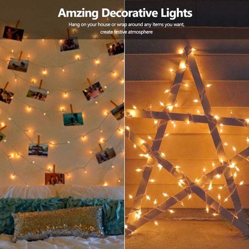 Brizled Clear Christmas Lights - 300 Count 69.6ft Connectable Indoor/Outdoor White String Lights