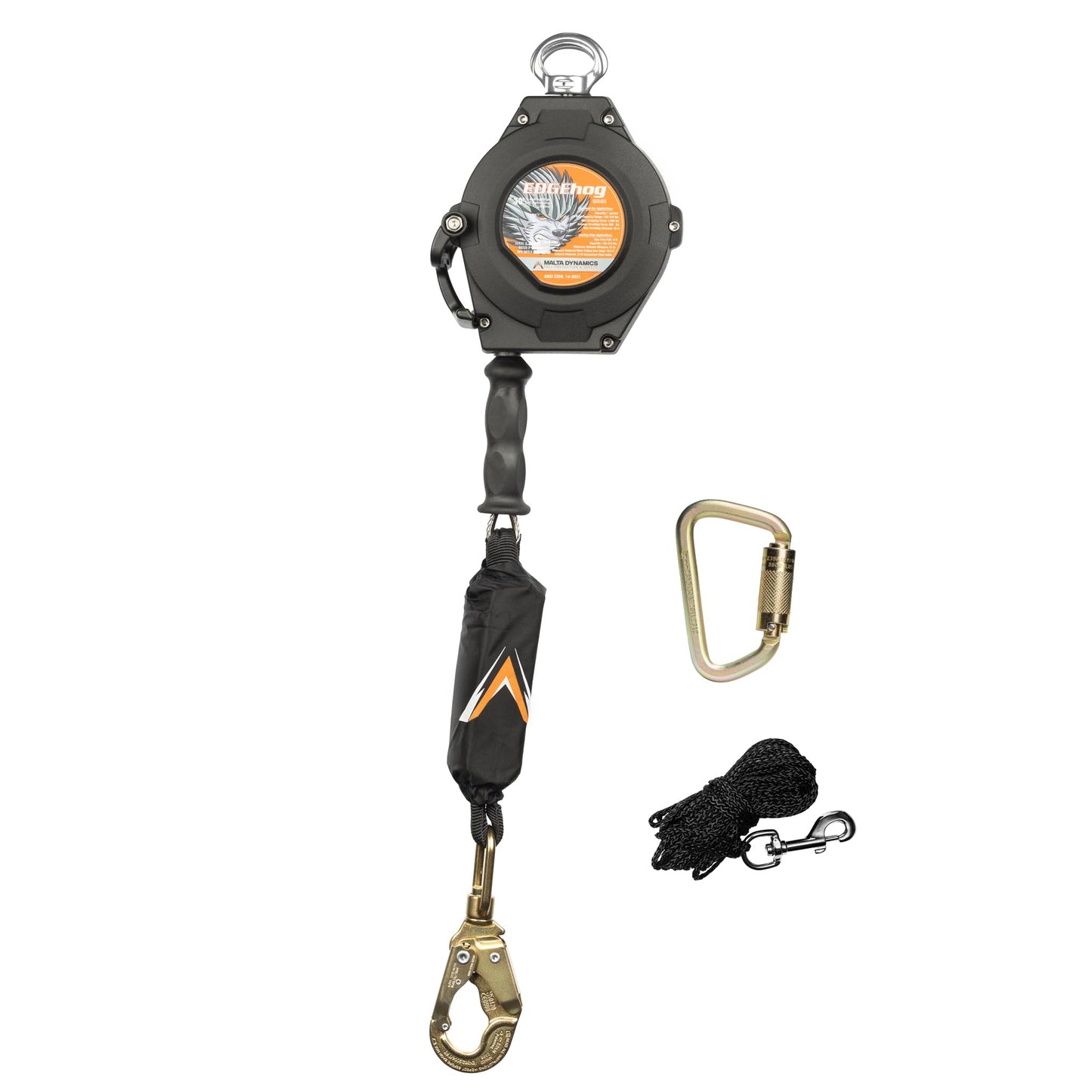 Malta Dynamics Edgehog Self Retracting Lifeline – 30’ Leading Edge Fall Protection Yoyo Cable, Class 2 Retractable Lanyard with Quick-Action Brake, OSHA and ANSI Compliant Safety Lanyard