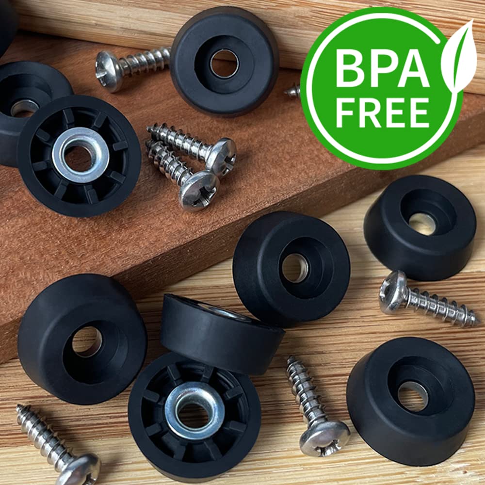 Gluposti 12 Rubber Feet for Cutting Board, Soft Non-Slip Cutting Board Feet with Stainless Screws for Electronics & Furniture, 0.67" W x 0.25" H, Made in USA
