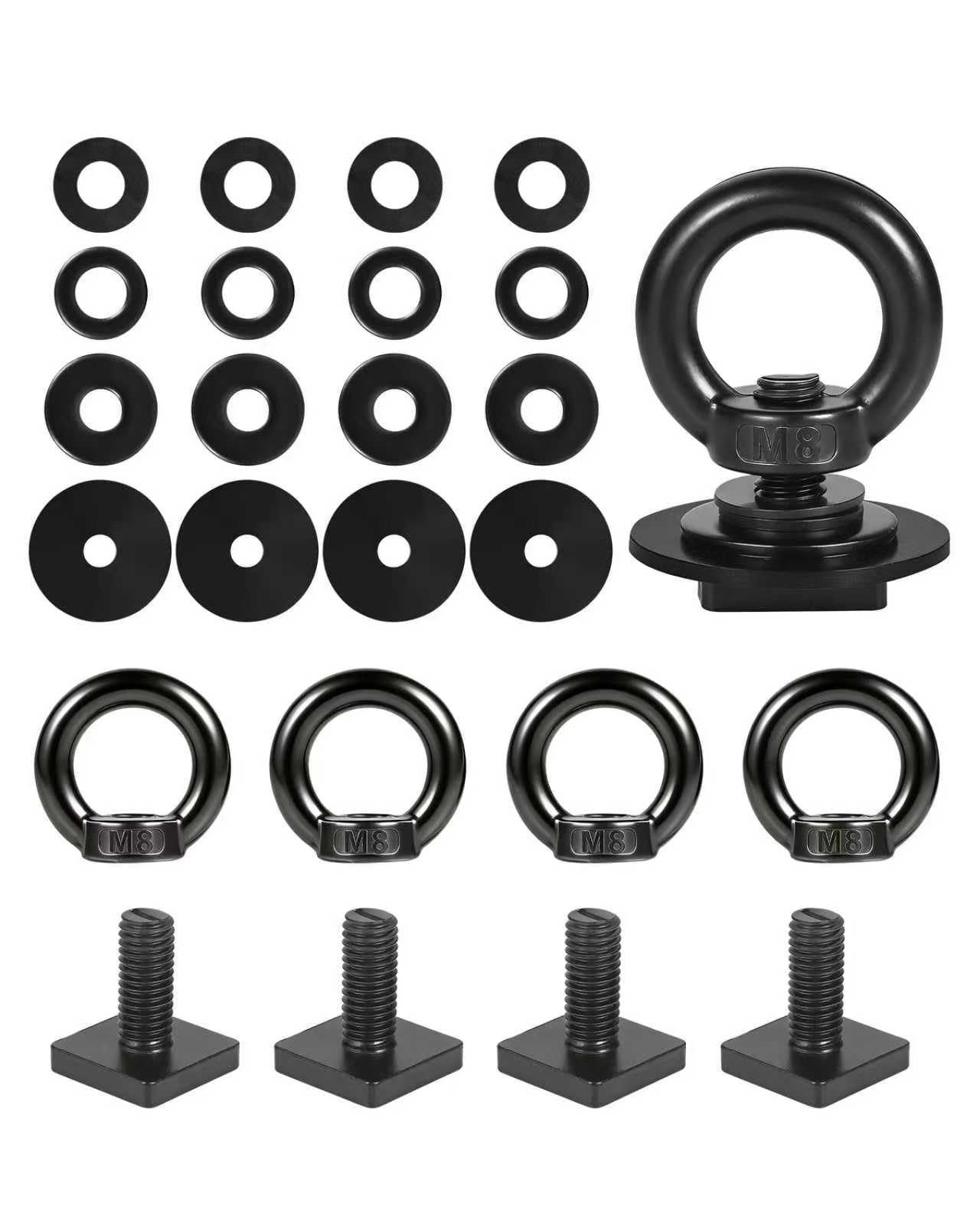 T Track Mount Tie Down Anchor for Roof Rack, M8 Heavy Duty Ring Shaped Eye Bolt, Stainless Steel T Bolt Eye Nut Tie Down Rings for Holding Bungee Cord, Ropes, Hooks