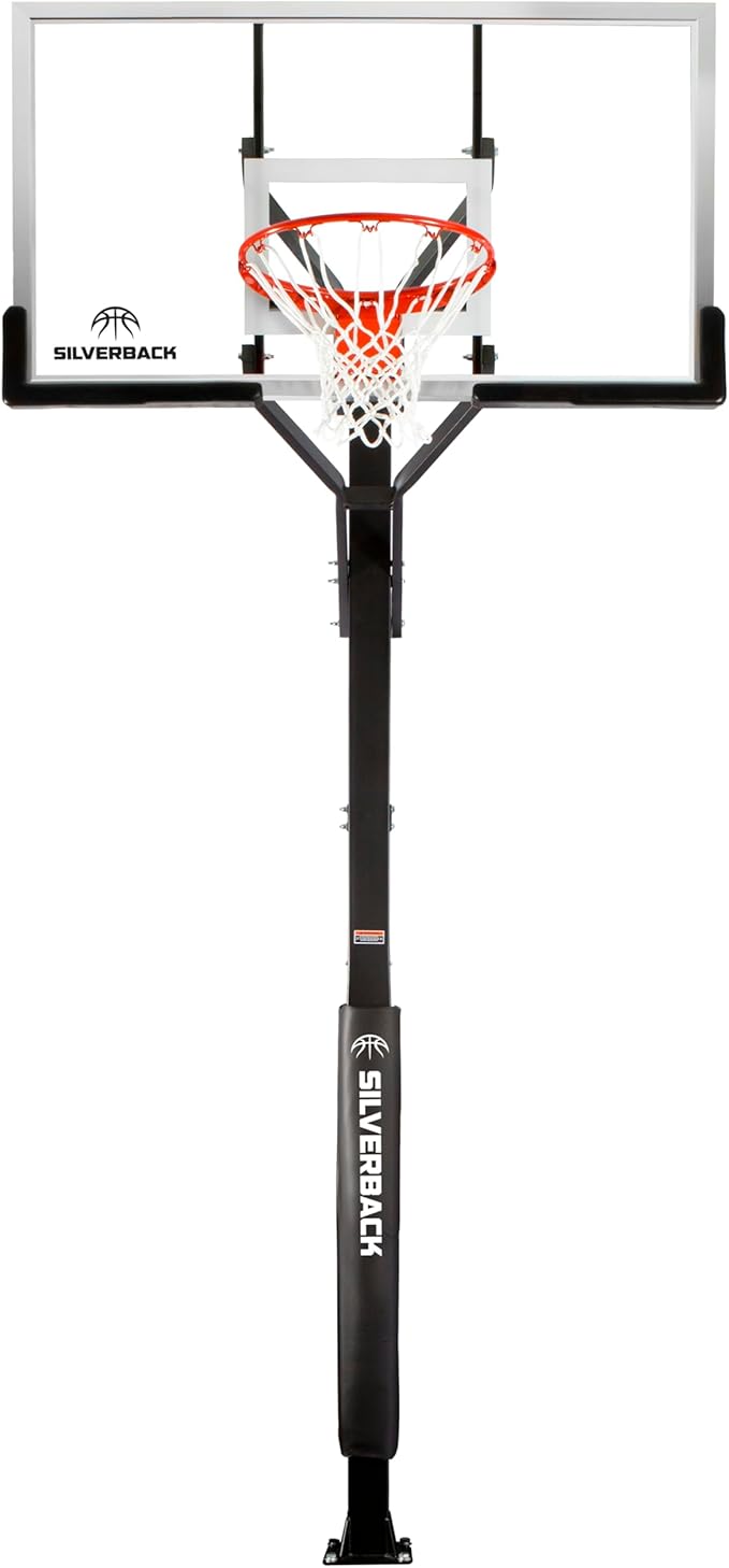Silverback In-Ground Basketball Hoops, Adjustable Height Tempered Glass Backboard and Pro-Style Flex Rim. - Multiple Styles Available