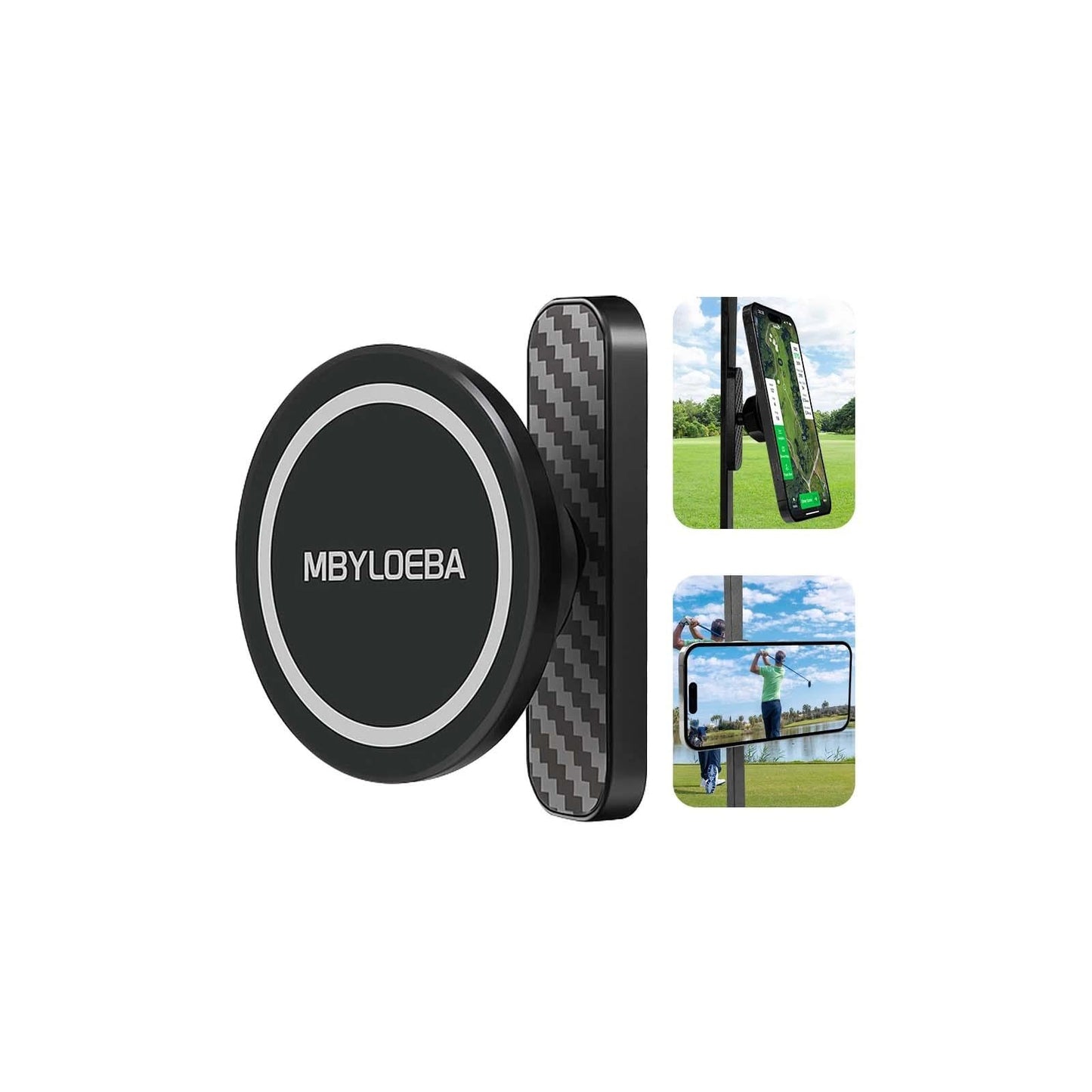 MBYLOEBA Magnetic Golf Cart Phone Holder & Gym Mount - N52 Strong Magnet for Any Metal Surface, Versatile Golf Cart Accessories, for Dad, Fits MagSafe iPhone 17-12 (Black)