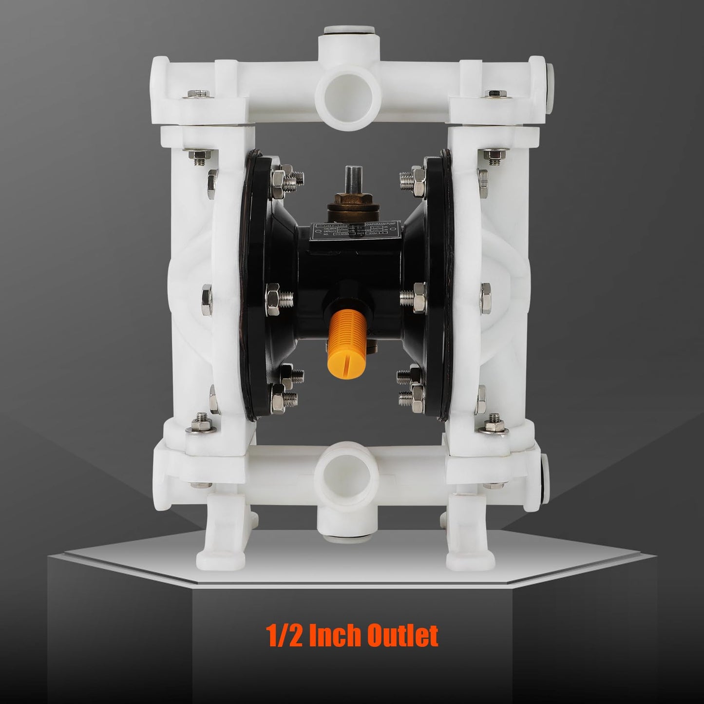Air-Operated Double Diaphragm Pump, 1/2 in Inlet & Outlet, QBK-15, 12 GPM & Max 120PSI, PTFE Diaphragm Pneumatic Transfer Pump for Petroleum, Diesel, Grease & Low Viscosity Fluids