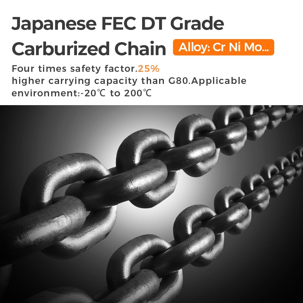 ANBULL 2200lbs FEC Chain Electric Lift Hoist Single Phase Overhead Crane Hoist, DT Grade Carburized Double Chain Hoist with Two 360° Rotatable Hook for Garage Ceiling.(1Ton, 110V,10ft Lift Height)