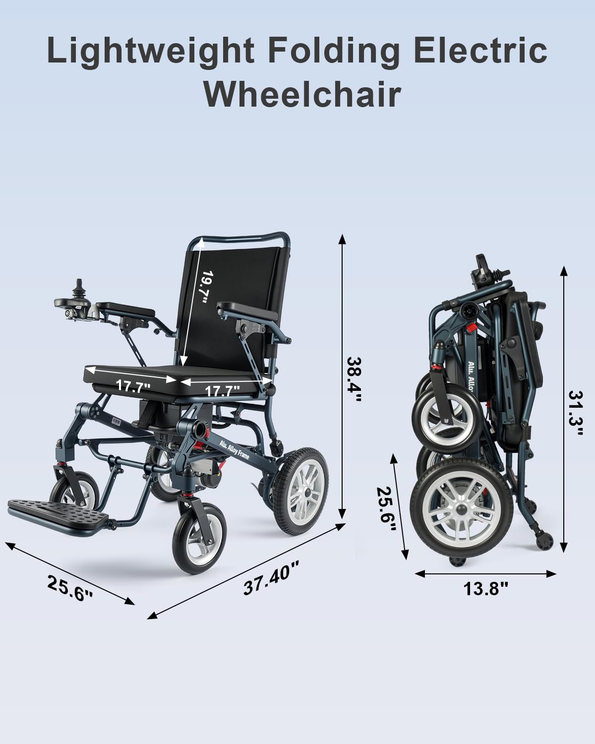 TOPIOM Electric Wheelchairs for Adults, Lightweight Foldable Motorized Electric Wheelchair for Seniors All Terrain Wheelchairs, 330lbs Support Brushless Motor & Airline Approval