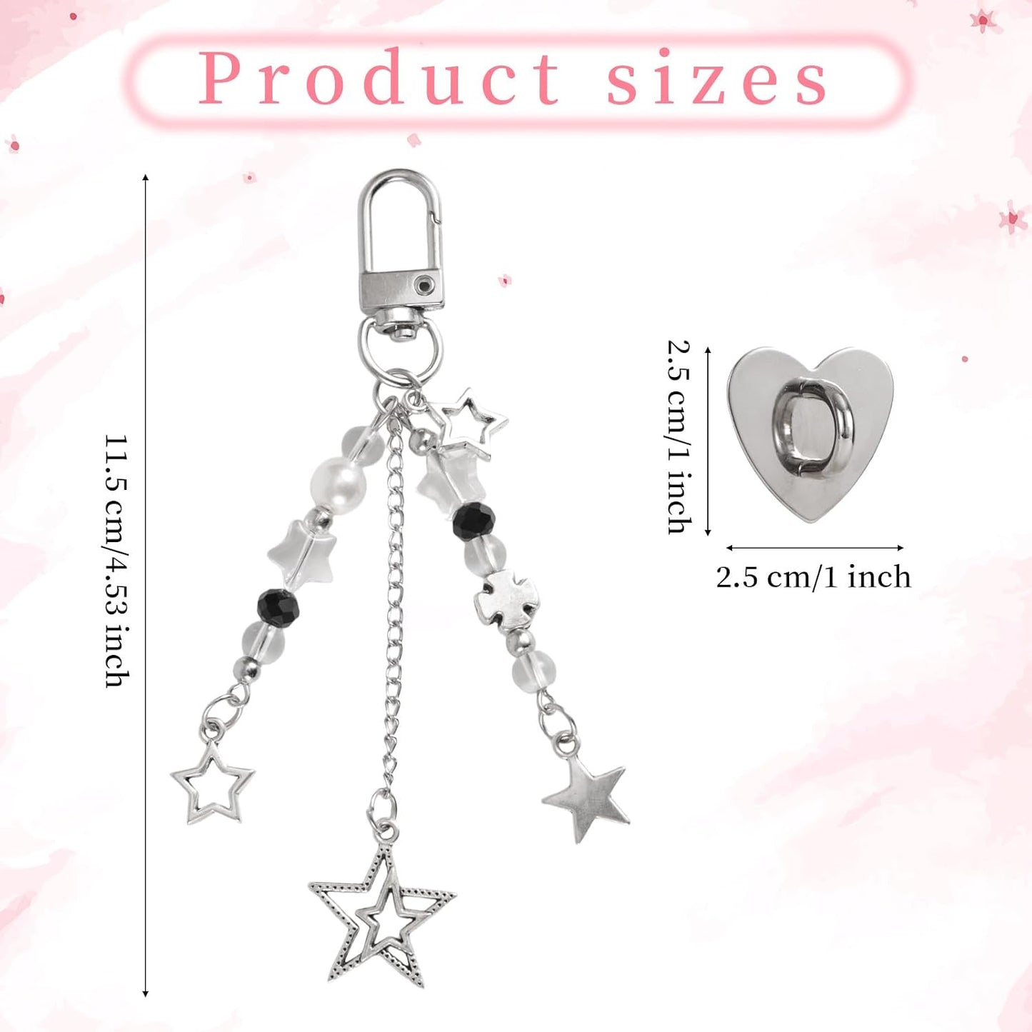 Sinbana Cute Charm Chain for Kindle, Star Pearl Keychain Strap Charm with Hook Decorative E-Reader Key Chain Decorating