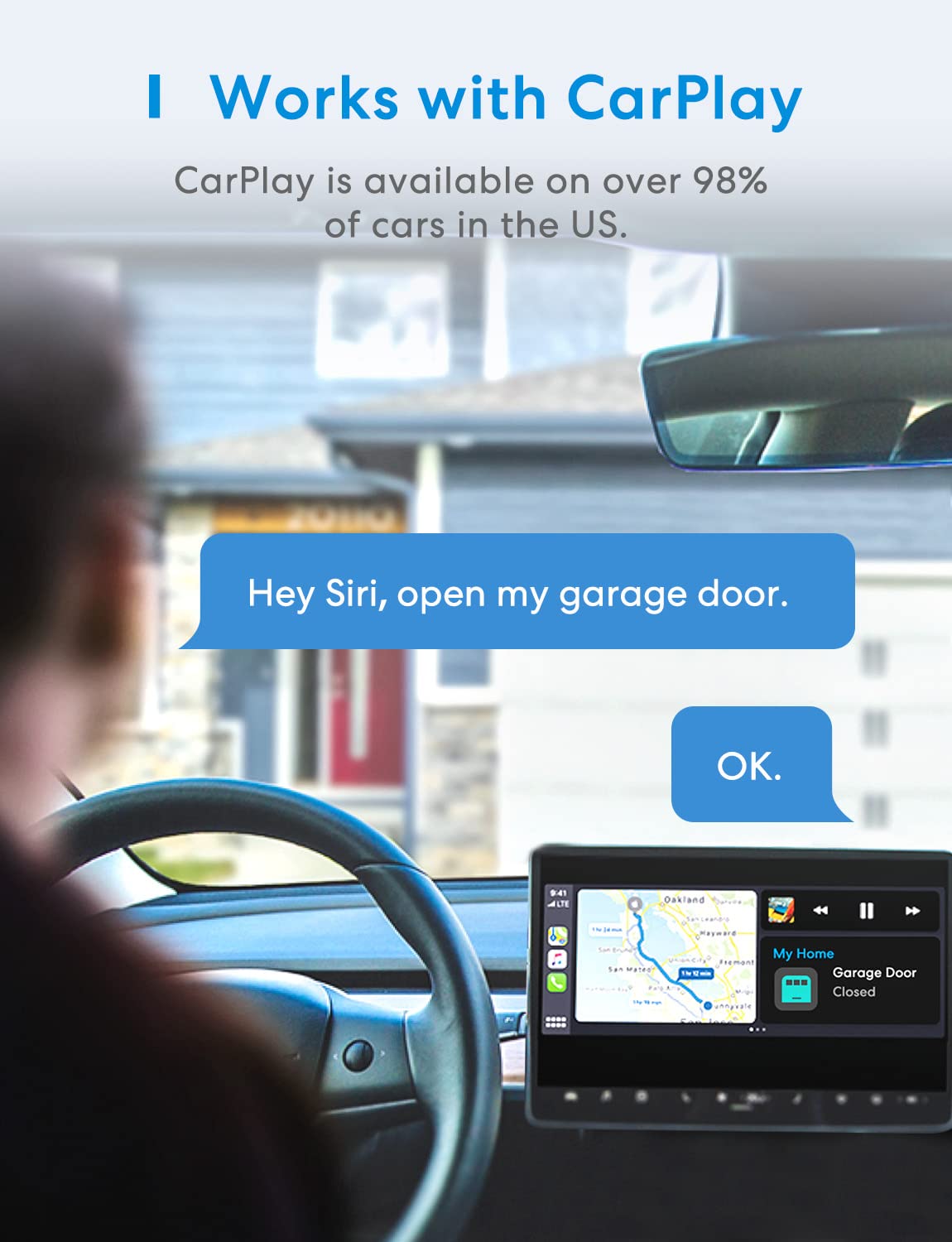 meross Smart Garage Door Opener Remote with External Antenna, Up to 3 Single Doors, Compatible with Apple HomeKit, Amazon Alexa,SmartThings, Google Assistant