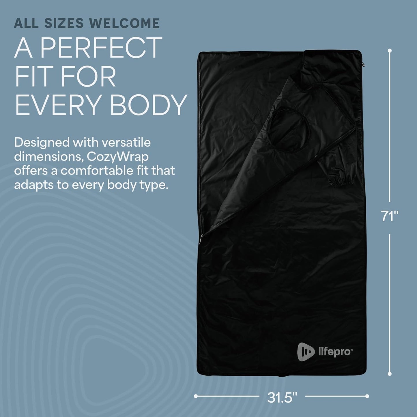 LifePro CozyWrap Sauna Blanket with Dual-Zone Heat— Infrared Sauna Wrap for Deep Sweating & Relaxation — Portable Infrared Blanket 90–180°F Temp Control & 5 Thermal Wraps Included