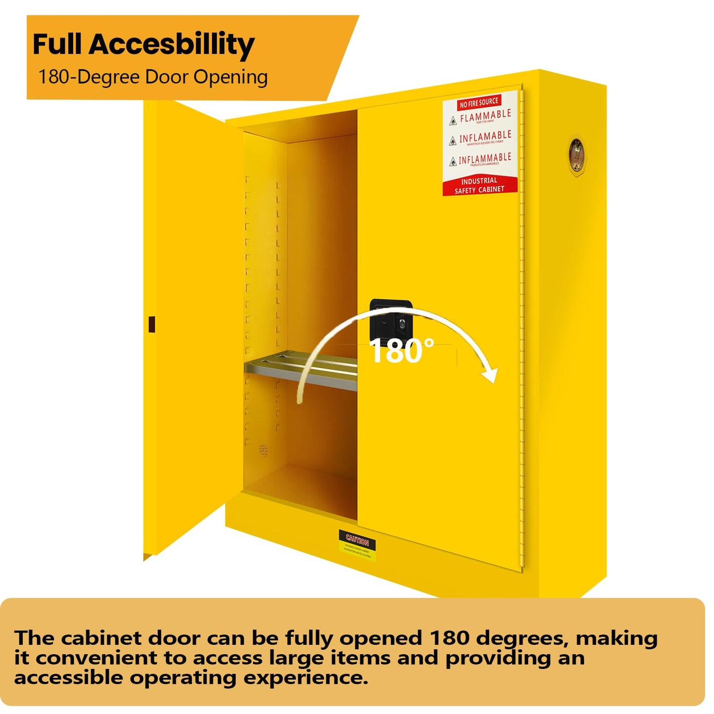 POWKOL 272 Gallon Flammable Liquid Storage Cabinet Fireproof Metal Cabinet with 3 Point Lock, Adjustable Shelves for Industrial, Scientific, Warehouse Use