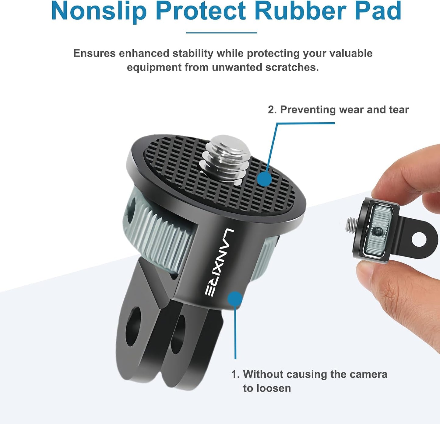 LANXIRE 1/4" 13/12, Insta360 X4/X3, 3, Laxnire Action Camera Mount Adapter with Screw, Aluminum Alloy Camera Tripod