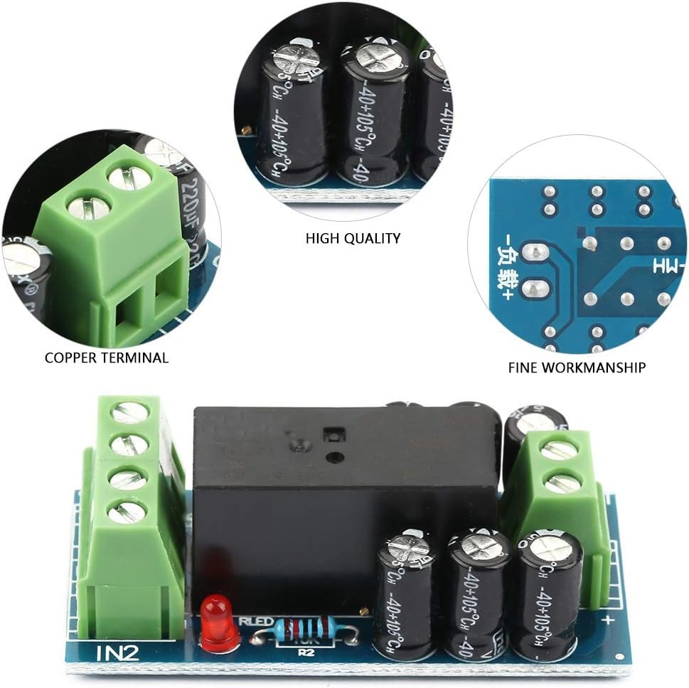 Walfront 12V 12A Power Controller Module Battery Emergency Switch, DC Automatic Power Controller Adapter Storage