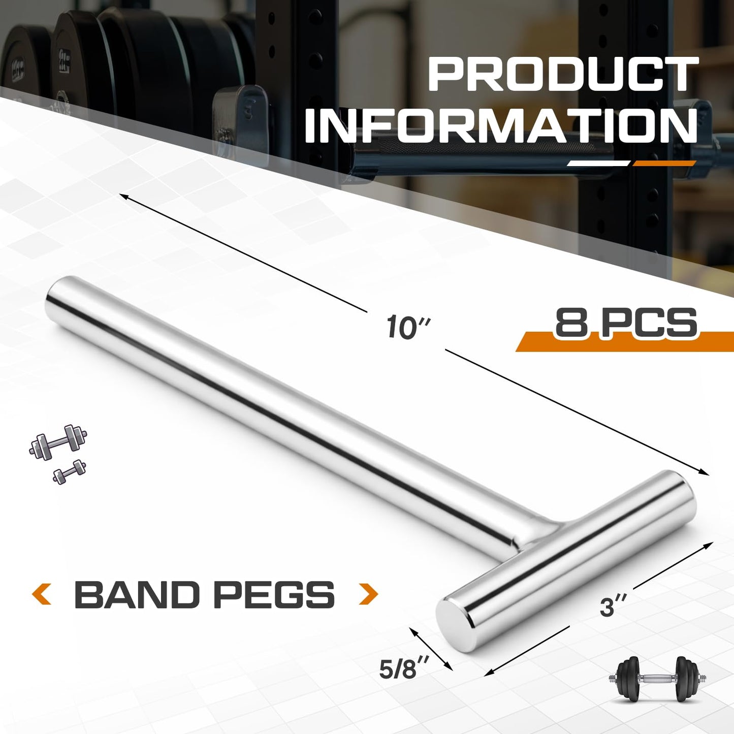 Shimeyao 8 Pack Fitness Band Pegs Mount for Power Rack Exercise Bands & Suspension Straps Versatile Accessory for Resistance Band Training and Space Saving Power Racks
