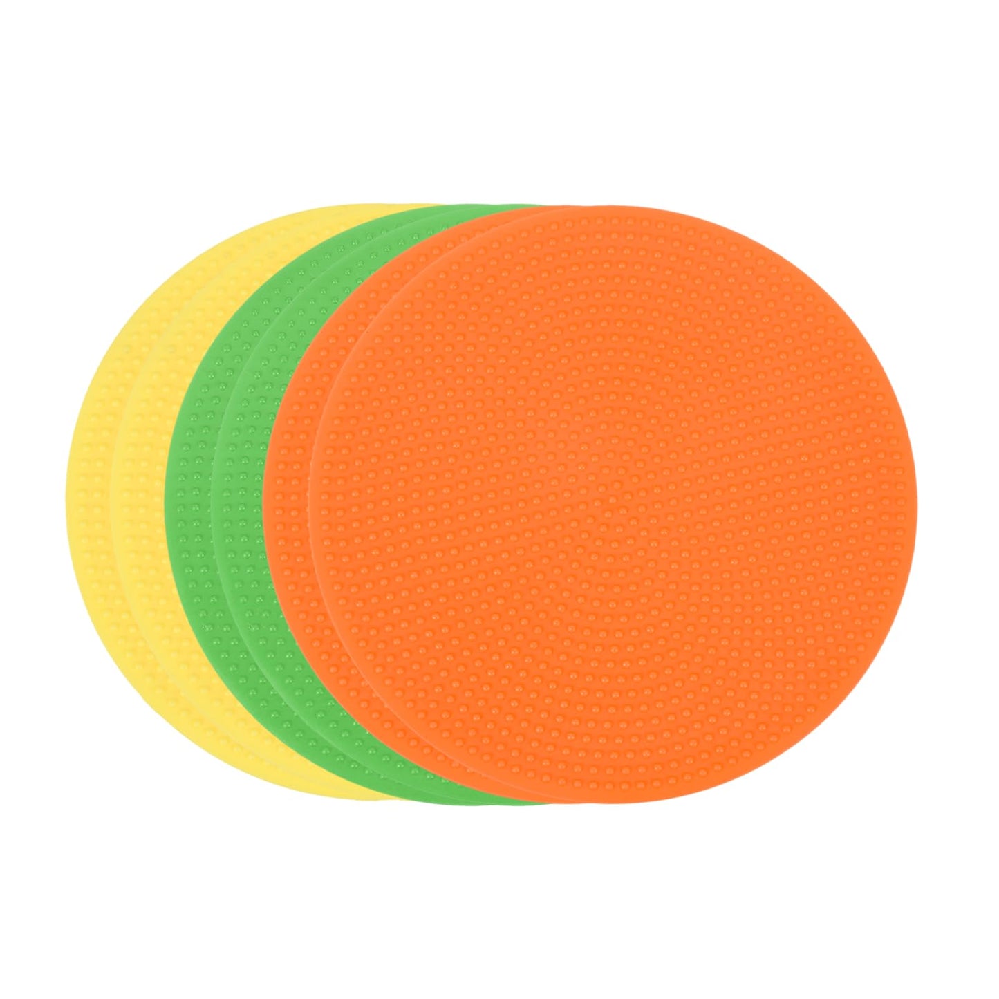 PATIKIL Spot Markers 4 Inch, 6 Pcs Non-Slip Floor Dots Agility Markers Flat Field Cones Poly Dots for Gym PE Speed Training Dance Soccer Basketball Sports, Yellow/Green/Orange